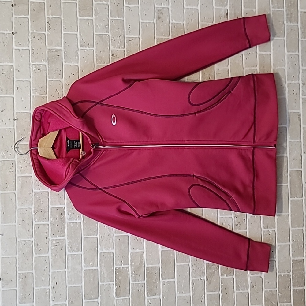 Oakley Women's Pink Zip-Up Hoodie with Logo (Sz M)